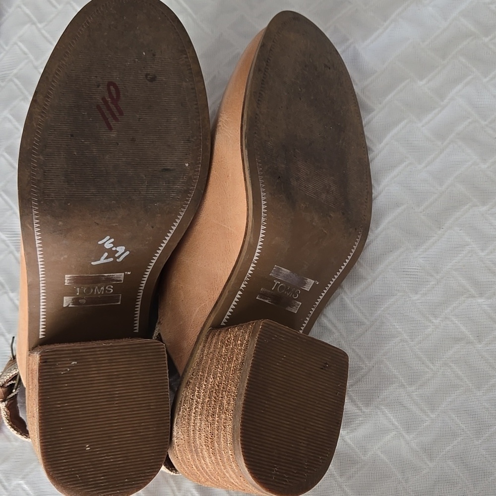 Toms Tan Leather Women's Slingback Mules Size 7 - Picture 5 of 9